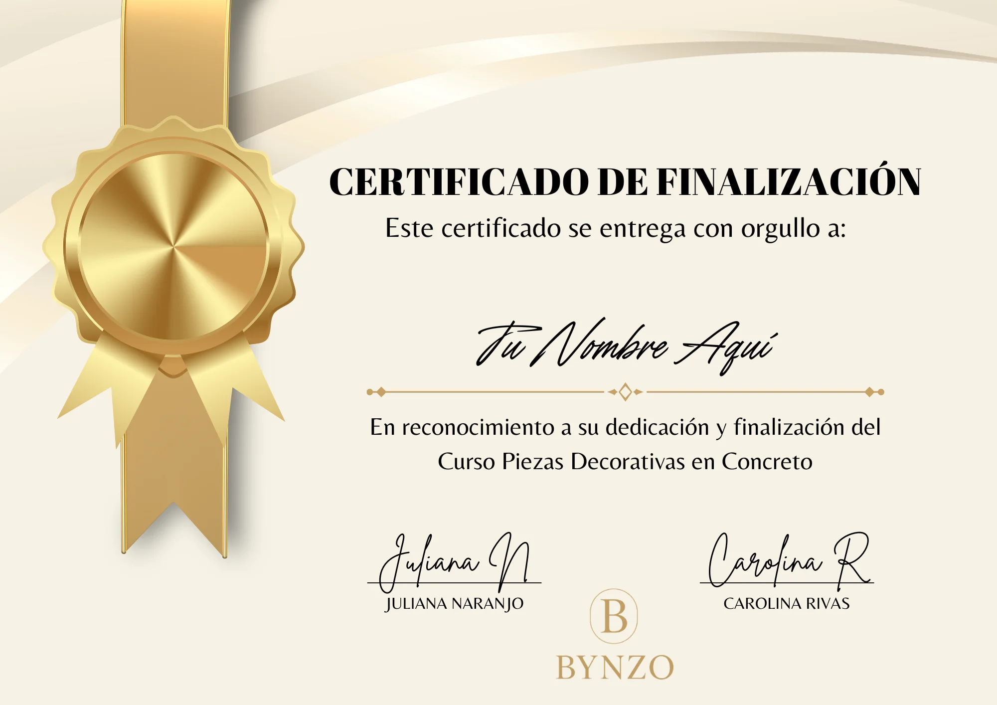 Certificado del curso Piezas Decorativas en Concreto